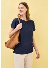 Cecil Damen T-Shirturban navy blau, Gr. XL, unifarben, Jersey, Obermaterial: 65% Polyester, 35% Viskose, Shirts, mit Streifen-Struktur