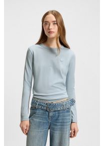 HUGO BLUE Damen Longsleeve "Daliria"light, pastel blau 452, casual, Gr. XXL, unifarben, Jersey, Obermaterial: 100% Baumwolle, Shirts, mit Label-Badge