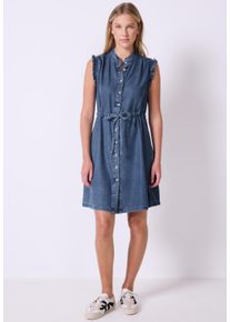 Damen Midikleidmid blau soft washed, casual, Gr. 46, STREET ONE STUDIO, unifarben, Jeans, 100% Lyocell, Kleider, aus Lyocell