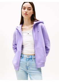 Tommy Jeans Damen Sweatjacke "TJW REG S FLAG ZIP THRU"ophelia lila, casual, Gr. XS, unifarben, Sweatware, Obermaterial: 80% Baumwolle, 20% Polyester,