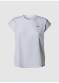 Pepe Jeans Damen T-Shirt "BLOOMA"weiß 808, casual, Gr. XL, Single Jersey, Obermaterial: 100% Baumwolle, Shirts, mit Kappenärmeln