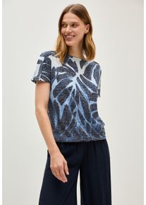 Cecil Damen Print-Shirturban dunkelblau, casual, Gr. XXL, bedruckt, Jersey, Obermaterial: 65% Polyester, 35% Viskose, Shirts, in Ausbrenner-Optik und