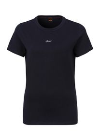 BOSS Orange Damen T-Shirt "Elogo Premium Damenmode"dunkelblau 408, casual, Gr. XS, unifarben, Single Jersey, Obermaterial: 100% Baumwolle, Shirts,