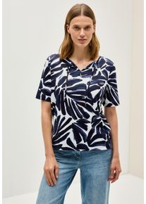 Cecil Damen Print-Shirturban dunkelblau, casual, Gr. XXL, bedruckt, Jersey, Obermaterial: 50% Baumwolle, 50% Modal, Shirts, im Tunika-Look