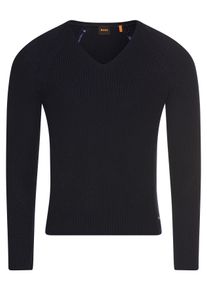 BOSS Orange Damen Strickpullover "Fardella Premium Damenmode"dunkelblau 408, casual, Gr. L, unifarben, Strick, Obermaterial: 100% Baumwolle,