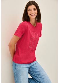 Cecil Damen T-Shirtglazed apple rot, casual, Gr. XL, unifarben, bedruckt, Jersey, Obermaterial: 100% Baumwolle, Shirts, mit Artwork