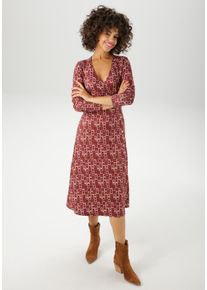 Aniston CASUAL Damen Jerseykleidbordeaux, wollweiß, fuchsia,, zimt, helloliv, schwarz, feminin, Gr. 46, gemustert, bedruckt, Single Jersey,