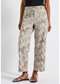 Street One Damen Stoffhosemorning beige, casual, Gr. 44, animal-print, Stoff, 67% Polyester, 28% Viskose, 5% Elasthan, Hosen, Middle Waist