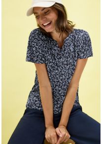 Cecil Damen T-Shirturban dunkelblau, casual, Gr. S, bedruckt, Web, Obermaterial: 50% Baumwolle, 50% Modal, Shirts, mit Minimal Print und im Tunika