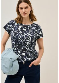 Cecil Damen Print-Shirturban dunkelblau, casual, Gr. XXL, bedruckt, Jersey, Obermaterial: 50% Baumwolle, 50% Modal, Shirts, mit Details in