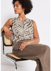 Street One Damen Blusentoptumbled beige, casual, Gr. 44, gemustert, Chiffon, Obermaterial: 100% Polyester, Blusen, mit grafischem Print