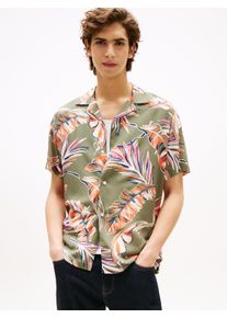 Tommy Hilfiger Herren Kurzarmhemd "LIGHTWEIGHT LEAF AOP SS SHIRT"battle grün, allover, casual, Gr. XXL, Web, Obermaterial: 100% Viskose, Hemden,