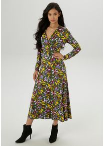 Damen Maxikleidoliv, senf, flieder, lila, bordeaux, feminin, Gr. 38, Aniston SELECTED, geblümt, bedruckt, gemustert, Single Jersey, Obermaterial: 95%
