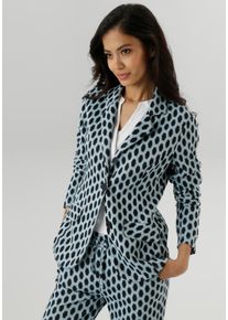 Damen Jerseyblazerhellblau, marine, wollweiß, klassisch, Gr. 44, Aniston SELECTED, gemustert, Jersey, Obermaterial: 67% Polyester, 31% Viskose, 2%