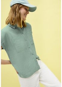 Cecil Damen Hemdblusematcha grün, casual, Gr. L, unifarben, Web, Obermaterial: 88% Viskose, 12% Polyamid, Blusen, mit Brusttaschen
