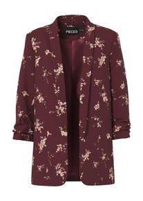Pieces Damen Blusenblazer "PCBOSELLA 3/4 PRINTED BLAZER NOOS"tawny port aop:flower, modisch, Gr. L, bedruckt, Web, Obermaterial: 98% Polyester, 2%