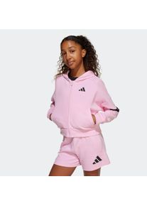 Kinder Kapuzensweatshirt "JG FI 3S FZ"true pink, schwarz, sportlich, Gr. 170, adidas Sportswear, Obermaterial: 75% Baumwolle, 25% Polyester,