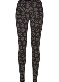 Urban Classics Damen Leggings "Urban Classics Damen Ladies Soft AOP Leggings", schwarz, Gr. 5XL, 85% Polyester, 15% Elasthan, Hosen