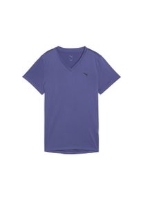Puma Damen Trainingsshirt "TAD ESSENTIALS T-Shirt mit V-Ausschnitt Damen", blau, Gr. S, Obermaterial: 100% Polyester, Shirts