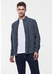 Street One MEN Herren Langarmhemd, blau, casual, Gr. XL, unifarben, Web, 100% Baumwolle, Hemden, mit Knopfleiste