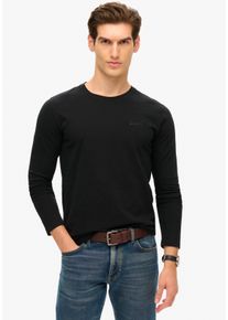 Superdry Herren Langarmshirt "ESSENTIAL LOGO LONG SLEEVE TOP", schwarz, modisch, Gr. S, unifarben, Single Jersey, Obermaterial: 100% Baumwolle, Shirts