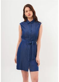 FRESHLIONS Damen Jeanskleid "Leona", blau, klassisch, Gr. L, 100% Lyocell, Kleider, mit tollem Bindeband