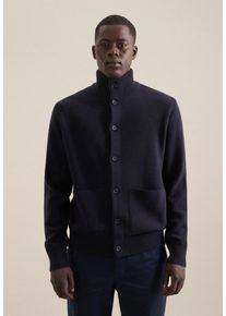 Seidensticker Herren Strickjacke, blau, Gr. M, unifarben, 55% Wolle, 25% Modal, 20% Polyamid, Strickjacken, 1/1 Kragen