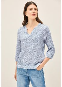 Cecil Damen Shirtbluse, weiß, casual, Gr. L, bedruckt, Stoff, 53% Viskose, 46% Polyester, 1% Elasthan, Blusen, im Tunika-Style