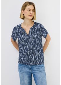 Cecil Damen Print-Shirturban navy blau, casual, Gr. M, bedruckt, Web, 100% Baumwolle, Shirts, 2in1 Optik