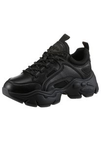 Buffalo Herren Plateausneaker "BINARY", Gr. 43, schwarz, Lederimitat, Textil, modisch, Schuhe, Halbschuh, Schnürschuh, Chunky Sneaker in monochromer