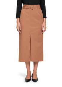 Betty Barclay Damen Maxirock "Betty Barclay Midirock mit Gürtel", braun, feminin, Gr. 38, Obermaterial: 70% Polyester, 21% Viskose, 9% Elasthan.
