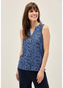 Cecil Damen Shirttopurban navy blau, casual, Gr. L, gemustert, Web, Stoff, 50% Baumwolle, 50% Modal, Tops, mit grafischem Muster