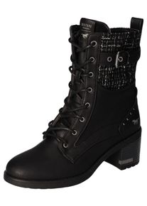Mustang Shoes Damen Winterstiefelette, Gr. 41, schwarz, Lederimitat, modisch, Schuhe, Plateaustiefelette, Schnürboots mit praktischem