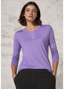 Cecil Damen Langarmshirt, lila, casual, Gr. XXL, unifarben, Stoff, 50% Modal, 50% Baumwolle, Shirts, im angenehmen Materialmix