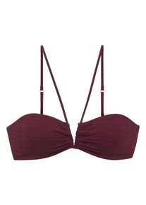 Damen Bandeau-Bikini-Top "Nela", rot, Gr. 42, Copenhagen Studios, unifarben, strukturiert, Rippware, Recycling-Polyamid, Bikini-Oberteile, mit