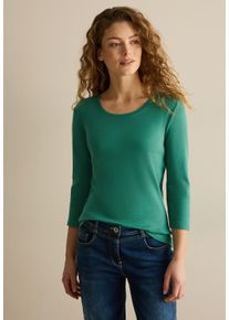 Cecil Damen 3/4-Arm-Shirt, grün, casual, Gr. M, unifarben, Web, 100% Baumwolle, Shirts, aus reiner Baumwolle