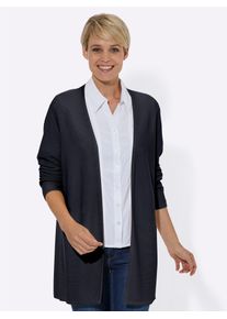 Casual Looks Damen Strickjacke, blau, Gr. 46, unifarben, 55% Baumwolle, 45% Viskose, Strickjacken