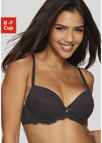 Lascana Damen Schalen-BH "Cara", Gr. 90, schwarz, Spitze, Obermaterial: 74% Polyamid, 15% Polyester, 11% Elasthan, feminin, BHs, mit Bügel rundum aus