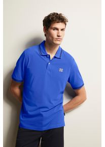 Bugatti Herren Poloshirt, blau, casual, Gr. S, 100% Baumwolle, Shirts, mit Kontraststreifen
