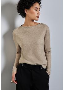 Street One Damen Strickpullover, beige, casual, Gr. 42, meliert, Strick, Obermaterial: 33% Polyester, 31% Polyacryl, 24% Baumwolle, 12% Polyamid,