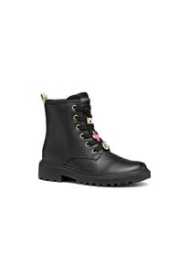 Geox Kinder Schnürboots "J CASEY GIRL", Gr. 29, schwarz, Synthetik, modisch, Schuhe, Stiefel, Biker Boots mit Blockabsatz
