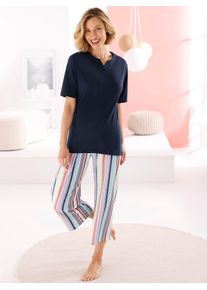 Hajo Damen Schlafanzug, Gr. 36, blau, 60% Baumwolle, 40% Polyester, Homewear-Sets