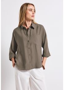 Street One Damen Hemdbluseschwarz tumbled beige, casual, Gr. 36, unifarben, Stoff, 87% Modal, 13% Polyester, Blusen