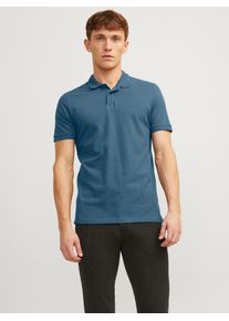 Jack & Jones JACK & JONES Herren Poloshirt "JJEBASIC POLO SS NOOS", blau, modisch, Gr. XXL, unifarben, Jersey, Obermaterial: 100% Baumwolle, Shirts, mit Logo