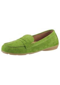 Gabor Damen Mokassin, Gr. 40, grün, Ziegenveloursleder, unifarben, klassisch, Schuhe, Slipper, Bequemschuh, Flats mit Best Fitting-Ausstattung