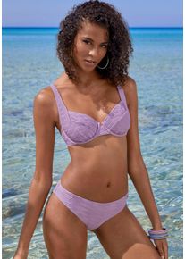 Sunseeker Damen Bügel-Bikini-Top "Loretta", lila, Gr. 40, unifarben, Strukturmuster, Polyamid, Bikini-Oberteile, mit Strukturmuster