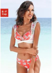 Sunseeker Damen Bügel-Bikini-Top "Ditsy", orange, Gr. 38, geblümt, Microfaser, Polyamid, Bikini-Oberteile, mit Häkelkante