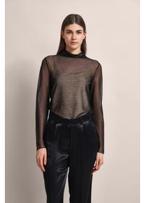 Bugatti Damen Langarmshirt, schwarz, casual, Gr. M, unifarben, 55% Polyester, 45% Metall, Shirts, mit Glanzeffekt