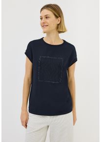 Cecil Damen T-Shirt, blau, casual, Gr. L, bedruckt, Web, 48% Baumwolle, 48% Modal, 4% Elasthan, Shirts, aus Baumwolle mit Stretchante