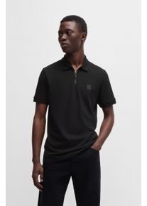 BOSS Orange Herren Poloshirt "Passerzip", schwarz, casual, Gr. XXL, unifarben, Jersey, Obermaterial: 95% Baumwolle, 5% Elasthan, Shirts, mit